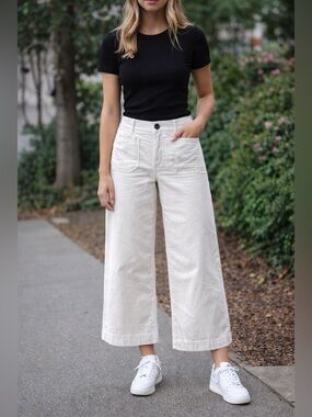 Anthropologie Off-White Wide-Leg Corduroy Jeans
